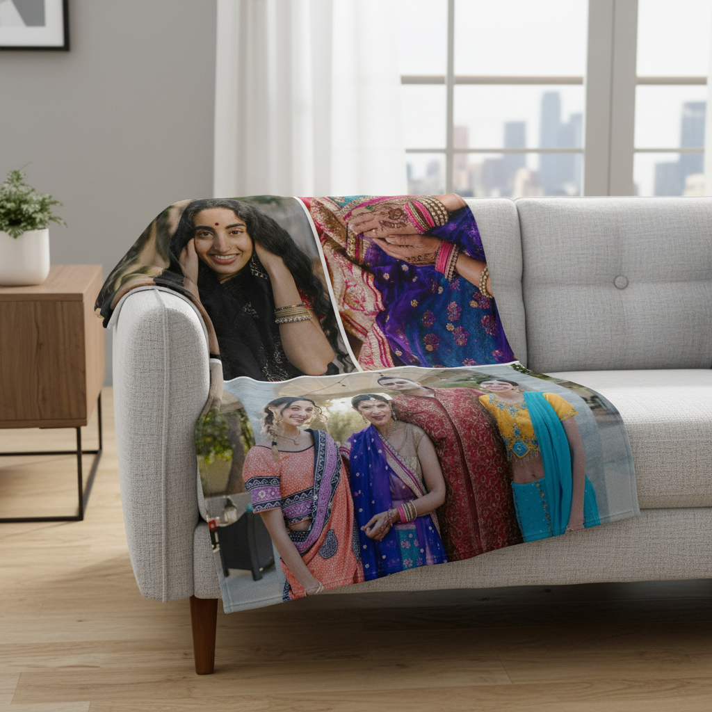 Family Photo Collage Blanket - 3 Photos