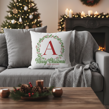 Christmas Monogram Letter & Name Pillow
