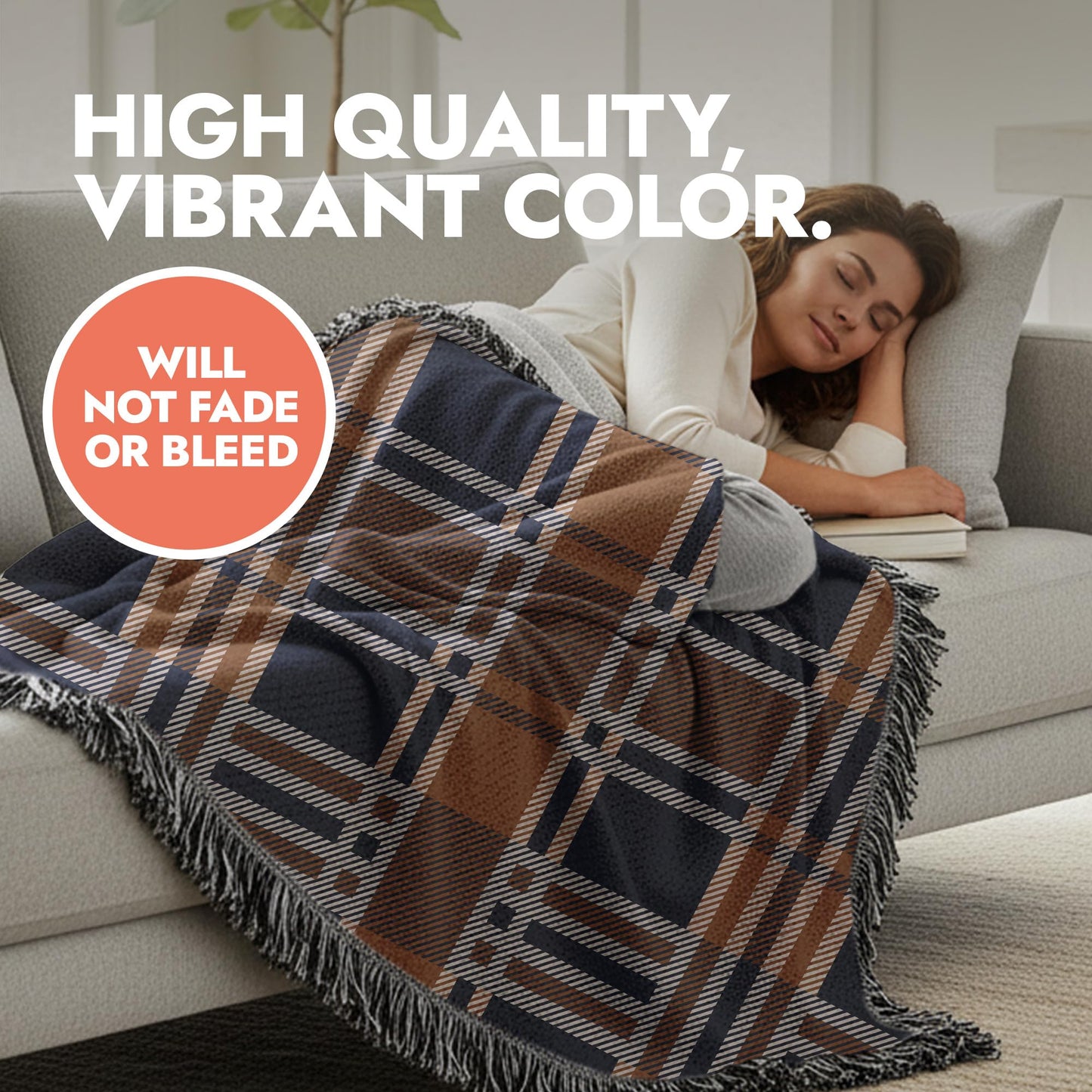 Plaid with Fringe Woven Blanket