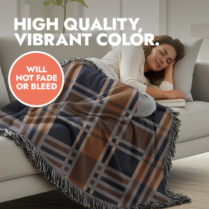 Plaid with Fringe Woven Blanket