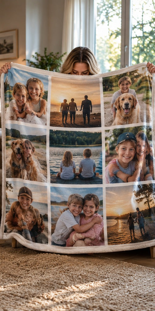 Nine photo collage blanket